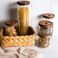 Glass Kitchen Canister with Airtight Acacia Wood Lids